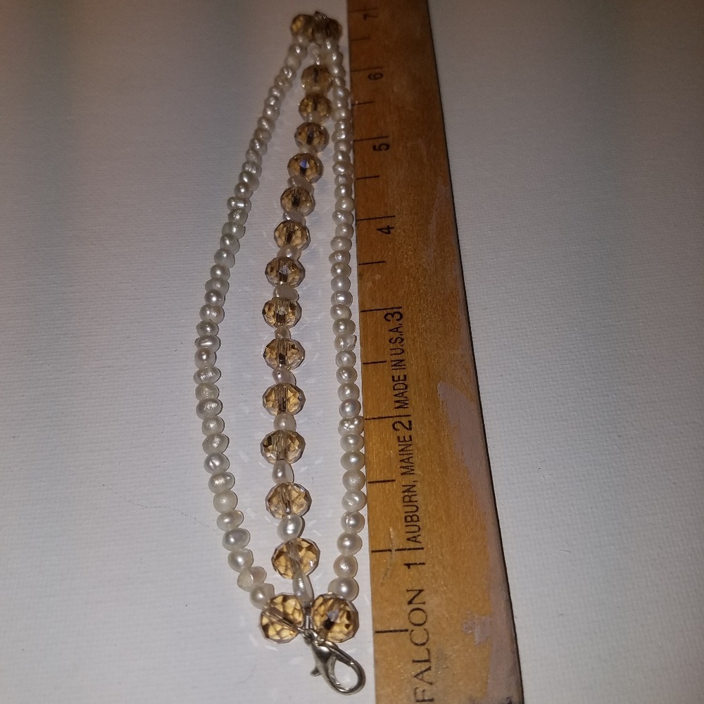 Pearl Amber crystal bracelet with new silvertone